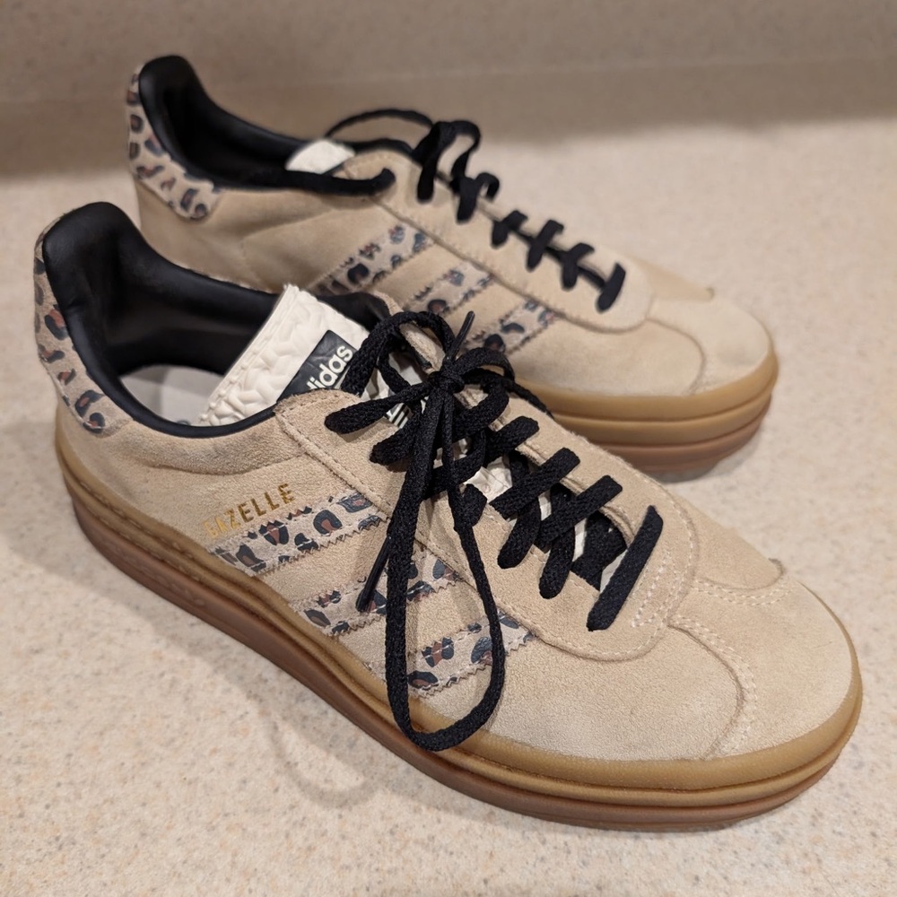 Adidas Gazelle Beige Leopard Print Shoes